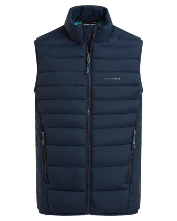 Blue Navy coloured Craghoppers Mens Compresslite IX Insulating Vest on white background #colour_blue-navy