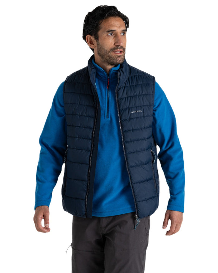 Blue Navy coloured Craghoppers Mens Compresslite IX Insulating Vest on white background #colour_blue-navy