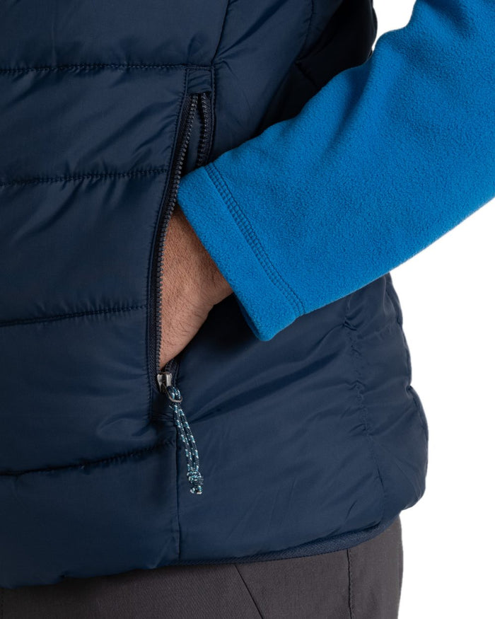 Blue Navy coloured Craghoppers Mens Compresslite IX Insulating Vest on white background #colour_blue-navy
