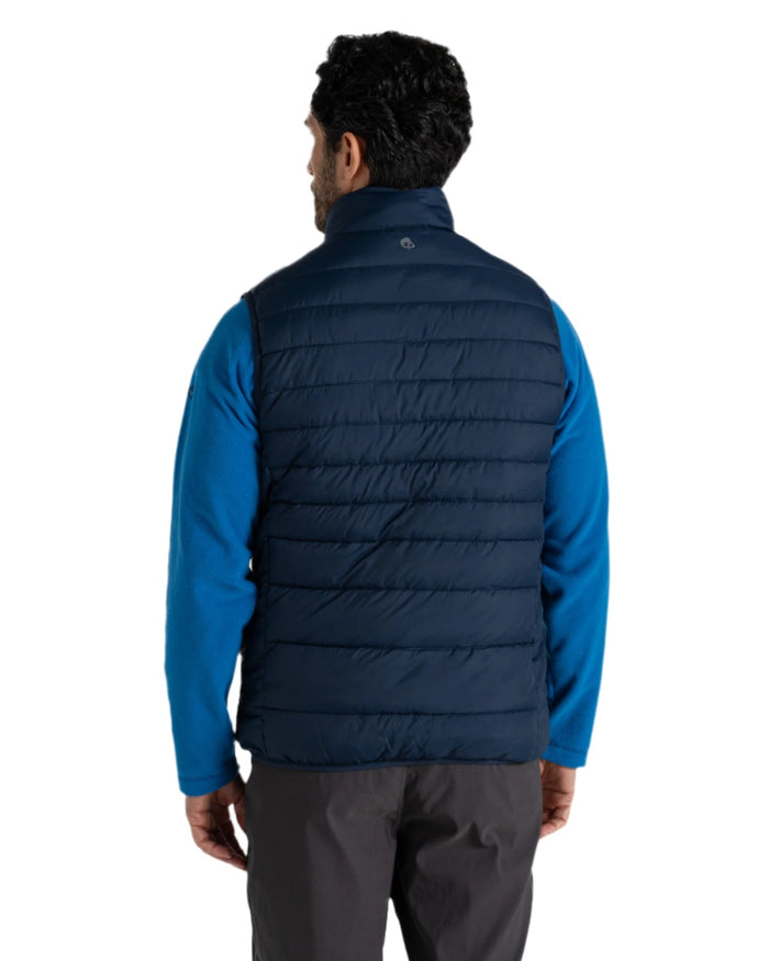 Blue Navy coloured Craghoppers Mens Compresslite IX Insulating Vest on white background #colour_blue-navy