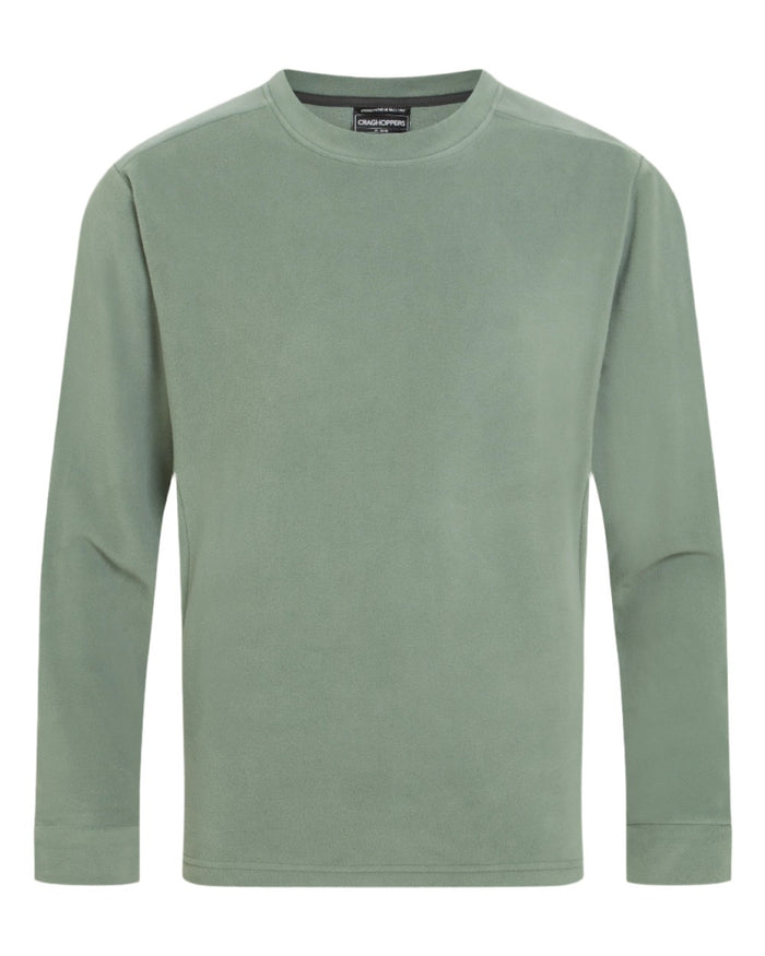 Laurel Green Coloured Craghoppers Mens Corey Crew Neck Sweaters on white background #colour_laurel-green