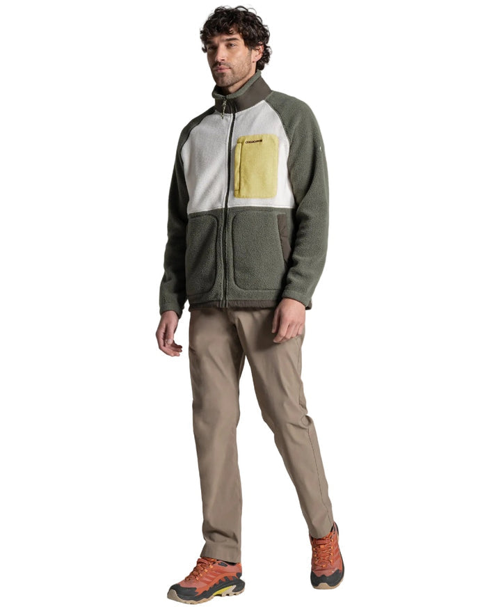 Dark Sage Ecru coloured Craghoppers Mens Dades Jacket on white background #colour_dark-sage-ecru