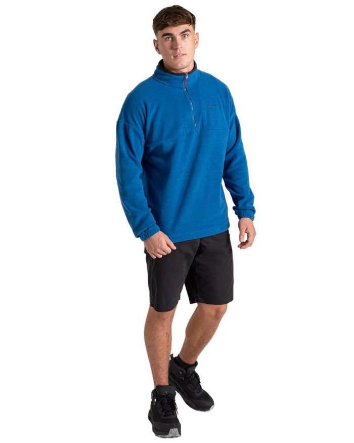Fresh Blue coloured Craghoppers Mens Esk Half Zip Fleece on white background #colour_fresh-blue