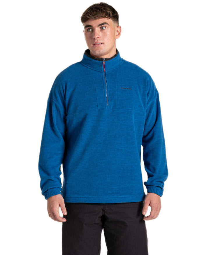 Fresh Blue coloured Craghoppers Mens Esk Half Zip Fleece on white background #colour_fresh-blue