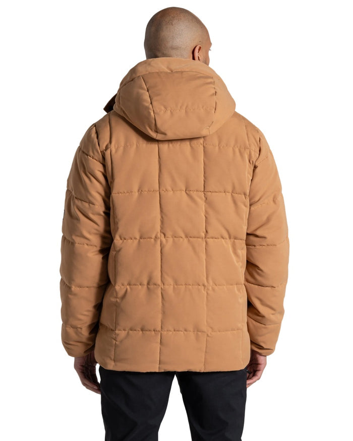 Boulder coloured Craghoppers Mens Howgill Downlike Hooded Jacket on white background #colour_boulder