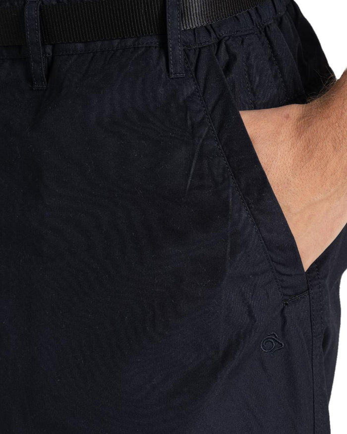 Dark Navy coloured Craghoppers Mens Kiwi Classic II Trousers on white background #colour_dark-navy
