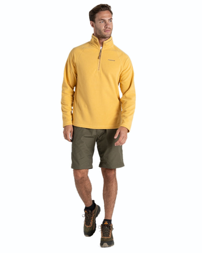 Wild Olive coloured Craghoppers Mens Kiwi Convertible Recycled Trousers on white background #colour_wild-olive