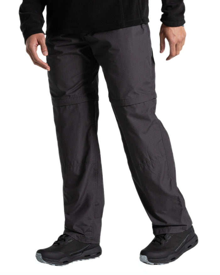 Black Pepper coloured Craghoppers Mens Kiwi Convertible Recycled Trousers on white background #colour_black-pepper