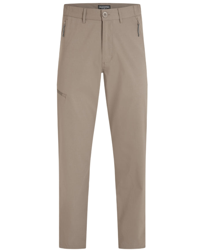 Pebble Coloured Craghoppers Mens Kiwi Pro III Trouser on white background #colour_pebble