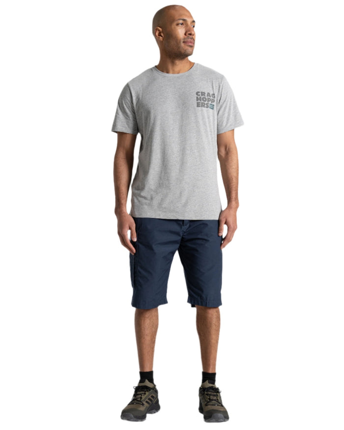 Steel Blue coloured Craghoppers Mens Kiwi Recycled Long Short on white background #colour_steel-blue