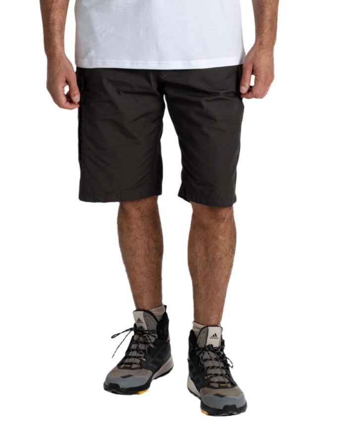 Bark coloured Craghoppers Mens Kiwi Recycled Long Short on white background #colour_bark