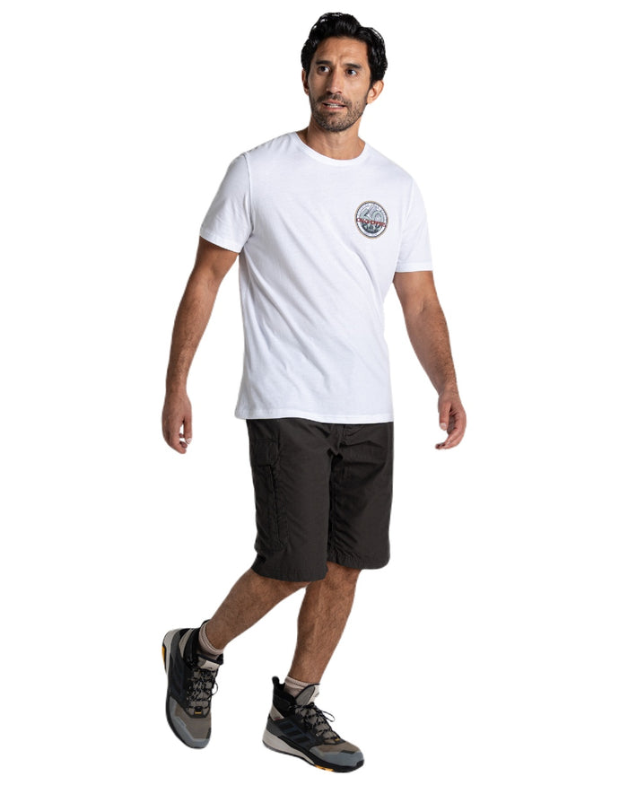 Bark coloured Craghoppers Mens Kiwi Recycled Long Short on white background #colour_bark