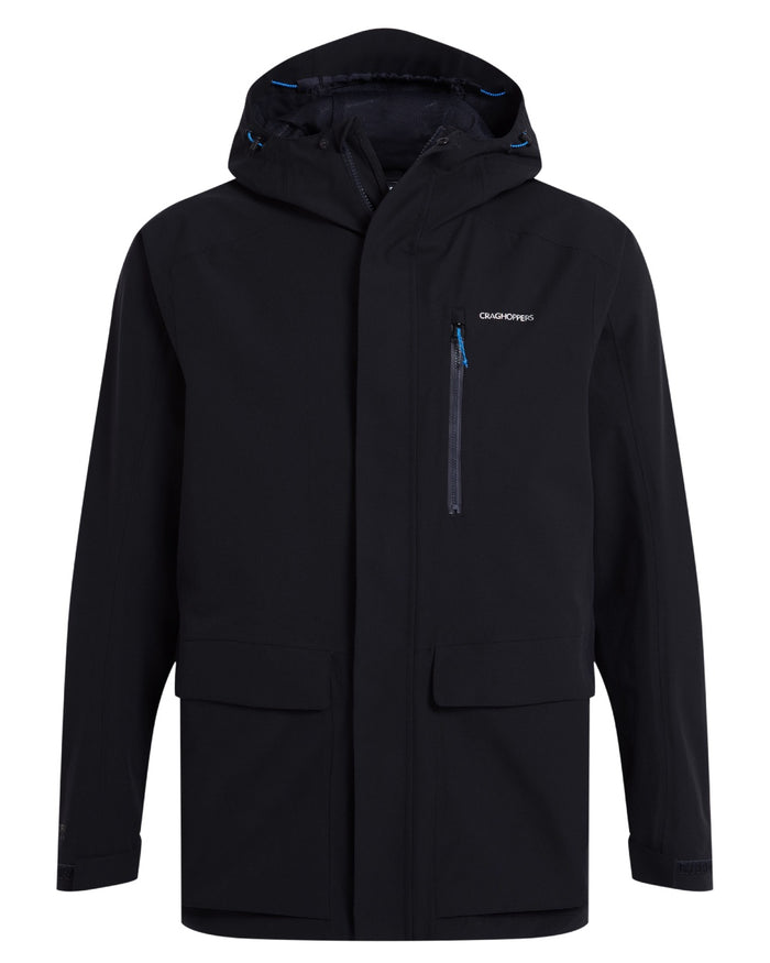 Dark Navy coloured Craghoppers Mens Lorton II Waterproof Jacket on white background #colour_dark-navy