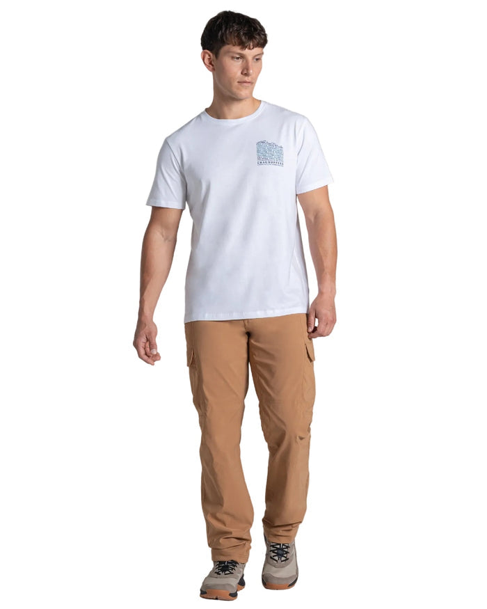 White Mountains Coloured Craghoppers Mens Lucent II Short Sleeved T-Shirt on White Background
#colour_white-mountains