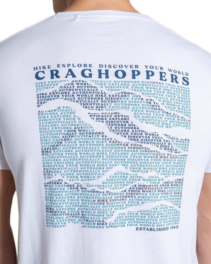 White Mountains Coloured Craghoppers Mens Lucent II Short Sleeved T-Shirt on White Background
#colour_white-mountains