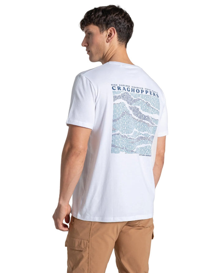 White Mountains Coloured Craghoppers Mens Lucent II Short Sleeved T-Shirt on White Background
#colour_white-mountains