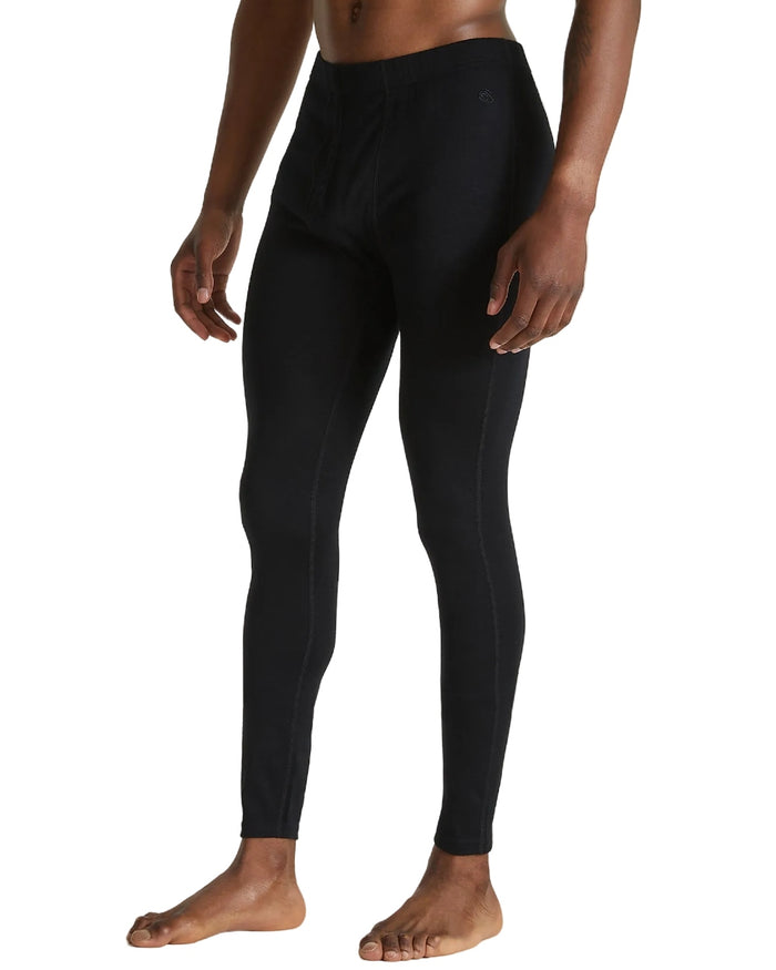 Black coloured Craghoppers Mens Merino Baselayer Leggings on white background #colour_black