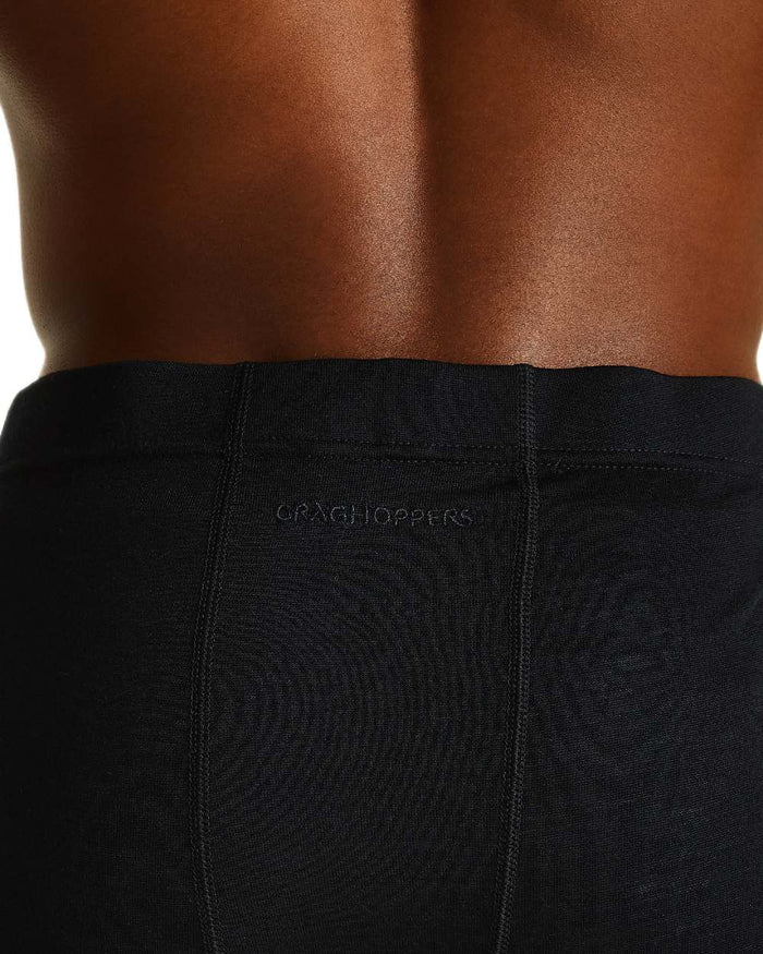 Black coloured Craghoppers Mens Merino Baselayer Leggings on white background #colour_black