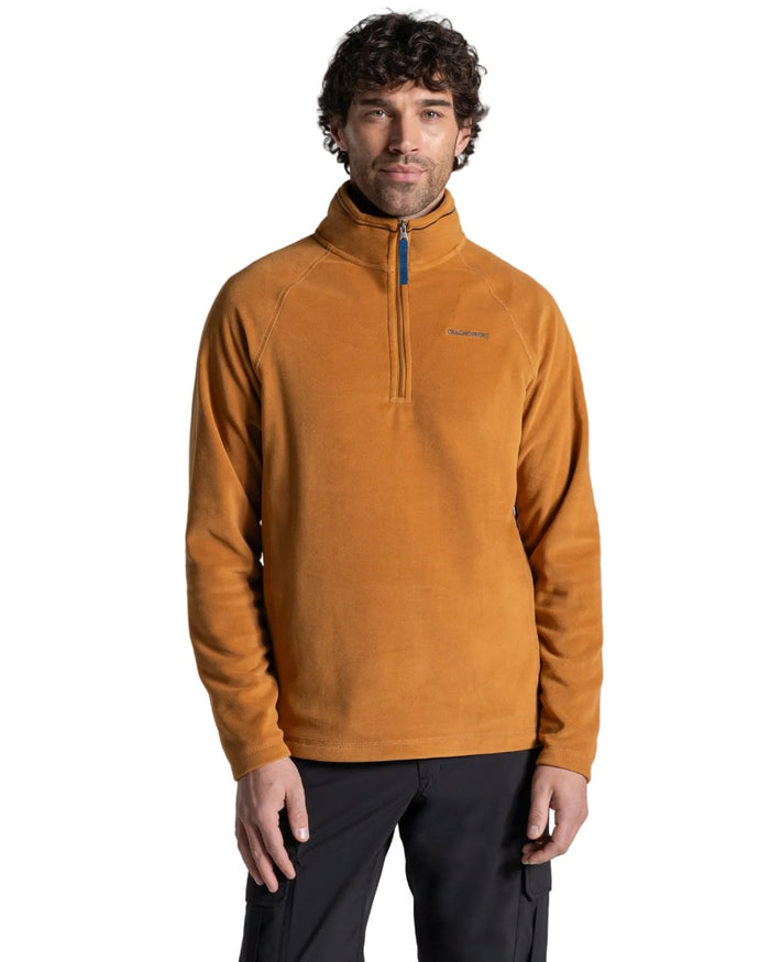 Deep Henna coloured Craghoppers Mens National Trust Corey II Half Zip Fleece on white background #colour_deep-henna