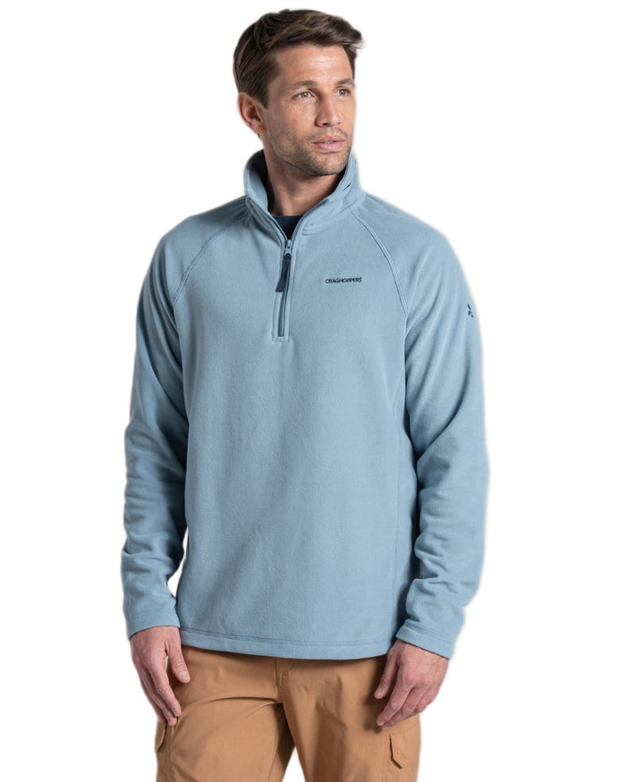 Morning Fog coloured Craghoppers Mens National Trust Corey II Half Zip Fleece on white background #colour_morning-fog
