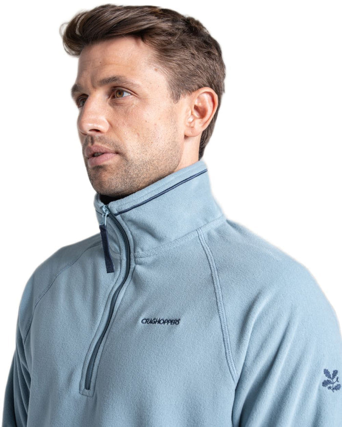 Morning Fog coloured Craghoppers Mens National Trust Corey II Half Zip Fleece on white background #colour_morning-fog