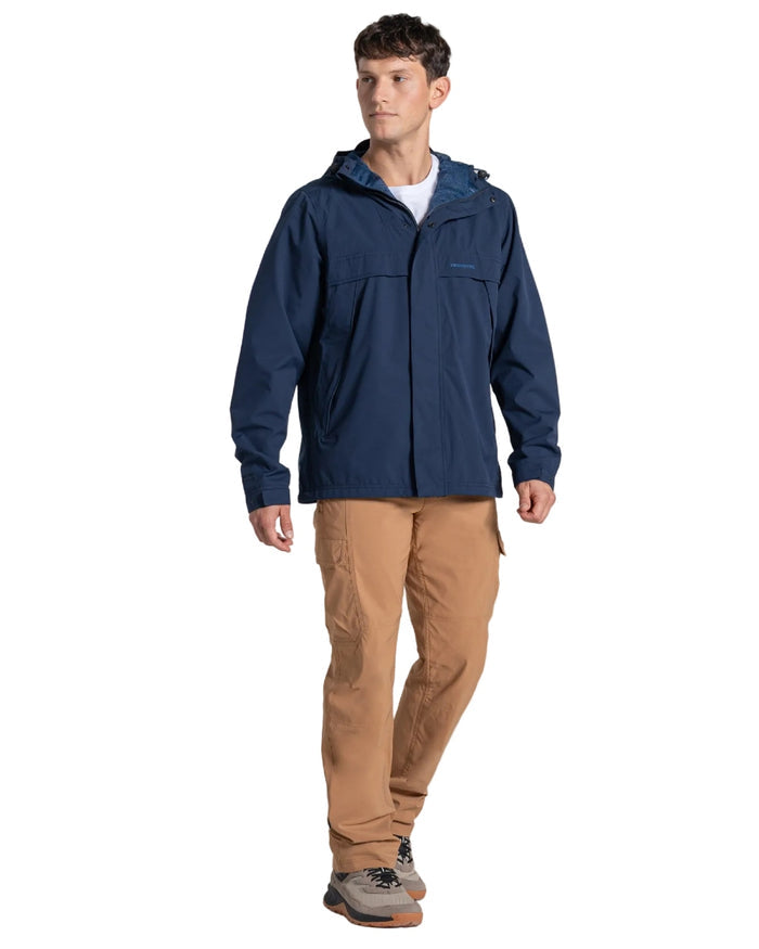 Blue Navy coloured Craghoppers Mens National Trust Keskadale Waterproof Jacket on white background #colour_blue-navy