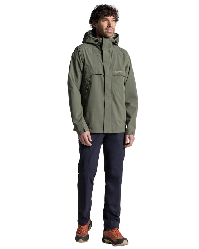 Dark Sage coloured Craghoppers Mens National Trust Keskadale Waterproof Jacket on white background #colour_dark-sage