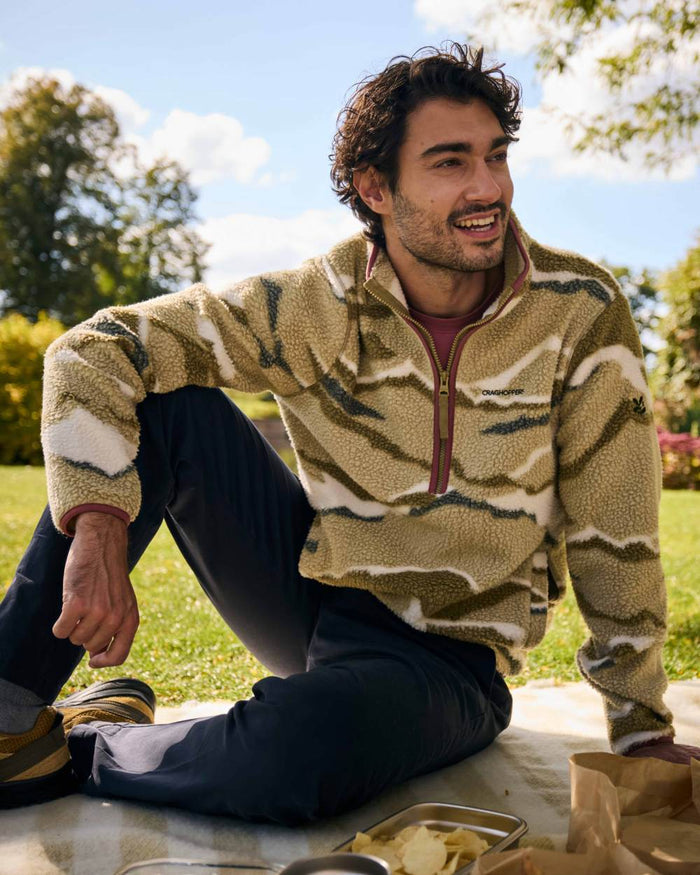 Cardamon Print coloured Craghoppers Mens National Trust Rawthey Half Zip Fleece on garden background #colour_cardamon-print
