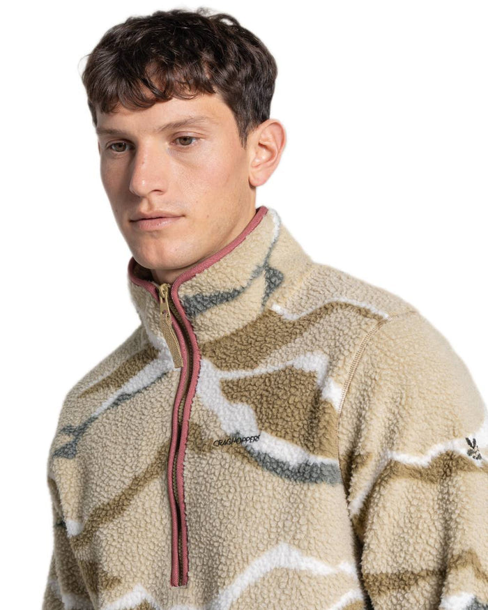 Cardamon Print coloured Craghoppers Mens National Trust Rawthey Half Zip Fleece on white background #colour_cardamon-print