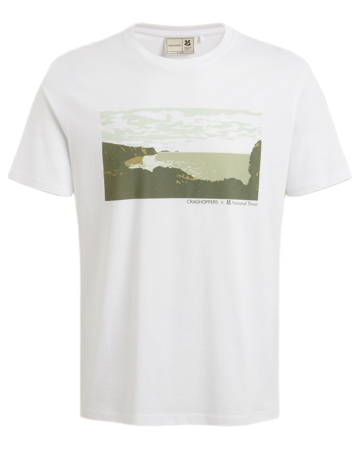 White coloured Craghoppers Mens National Trust Sabden Short Sleeved T-Shirt on white background #colour_white