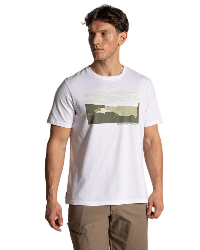 White coloured Craghoppers Mens National Trust Sabden Short Sleeved T-Shirt on white background #colour_white