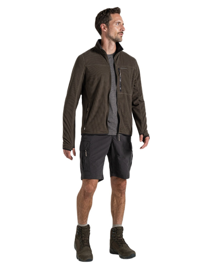Black Pepper coloured Craghoppers Mens NosiLife Cargo Short III on white background #colour_black-pepper