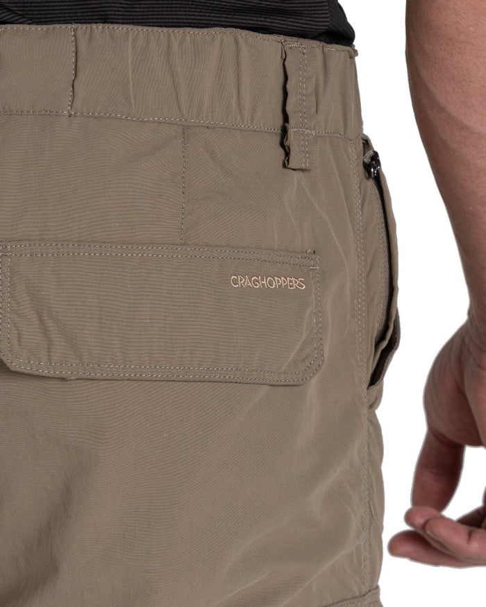 Pebble coloured Craghoppers Mens NosiLife Cargo Trouser III on white background #colour_pebble