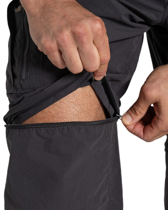 Black Pepper coloured Craghoppers Mens NosiLife Convertible Cargo Trouser III on white background #colour_black-pepper