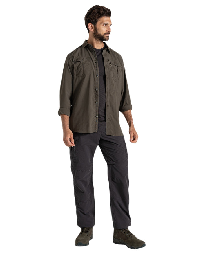 Black Pepper coloured Craghoppers Mens NosiLife Convertible Cargo Trouser III on white background #colour_black-pepper