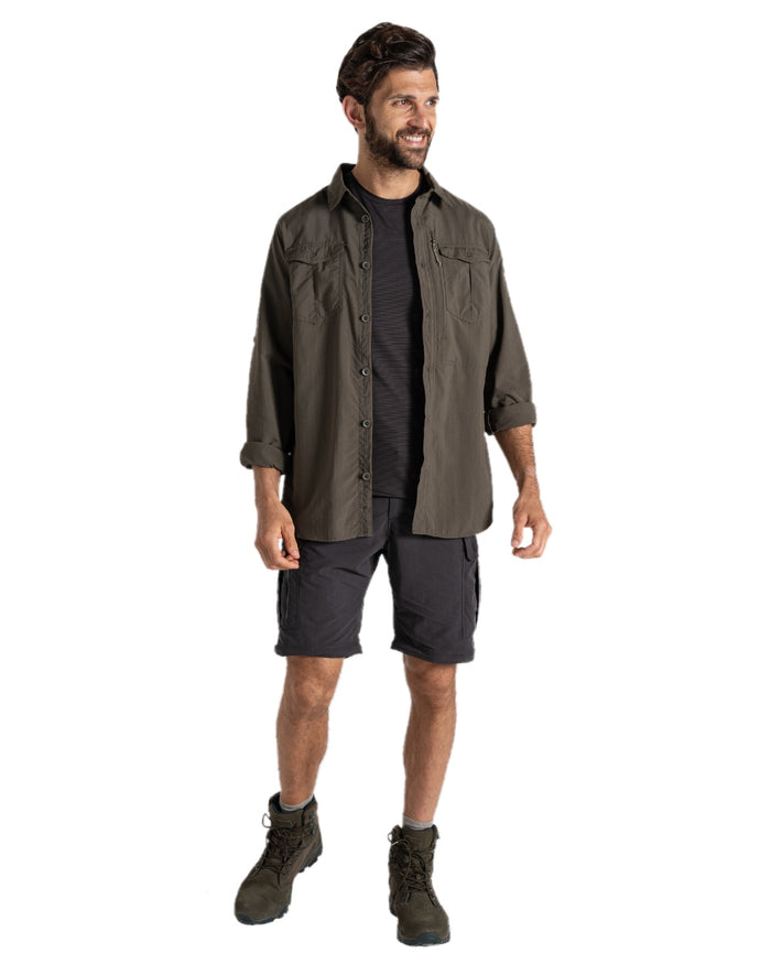 Black Pepper coloured Craghoppers Mens NosiLife Convertible Cargo Trouser III on white background #colour_black-pepper