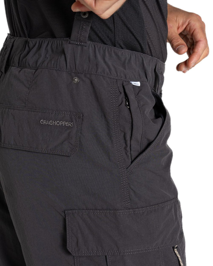 Black Pepper coloured Craghoppers Mens NosiLife Convertible Cargo Trouser III on white background #colour_black-pepper