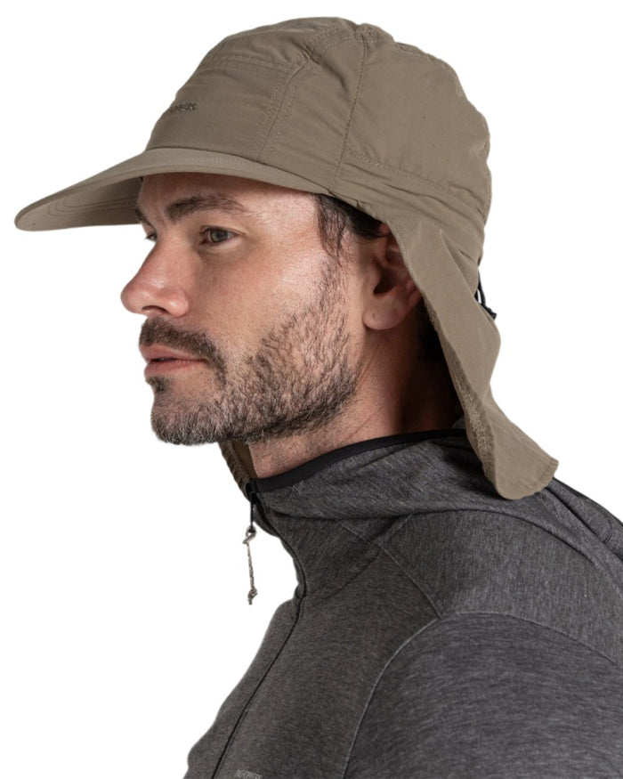 Pebble coloured Craghoppers Mens NosiLife Desert Hat III on white background #colour_pebble