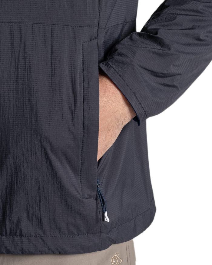 Dark Iron coloured Craghoppers Mens NosiLife Driver Jacket on white background #colour_dark-iron