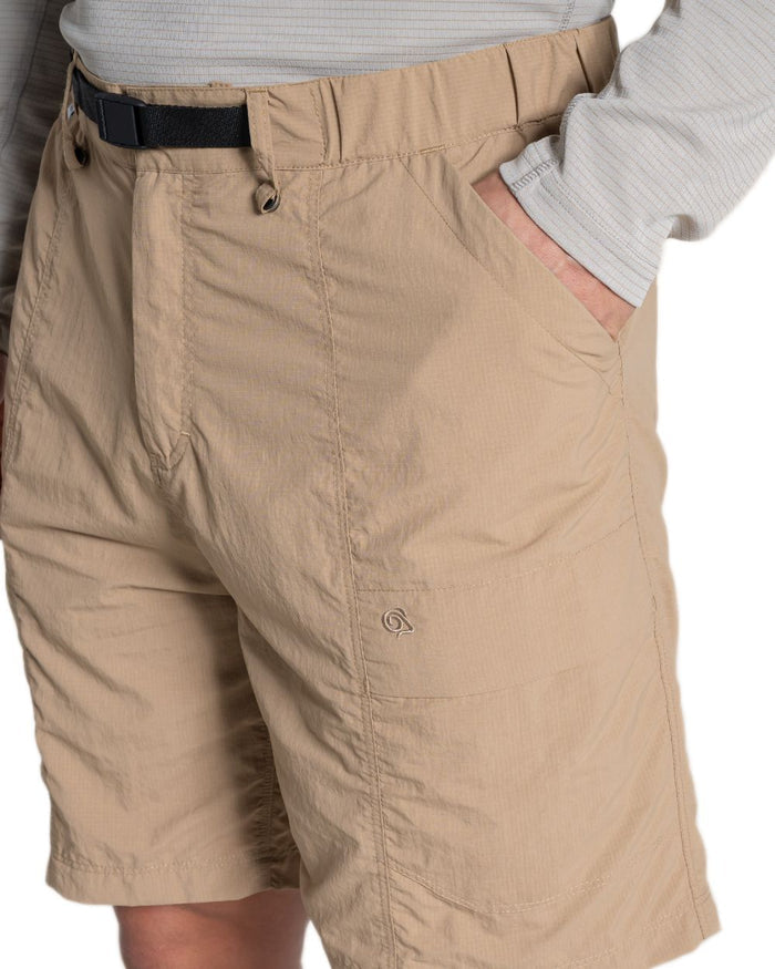 Earthenware coloured Craghoppers Mens NosiLife Kadin Cargo Shorts on white background #colour_earthenware