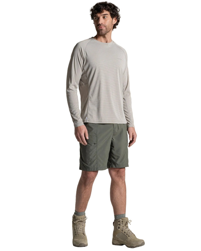 Dark Sage coloured Craghoppers Mens NosiLife Kadin Cargo Shorts on white background #colour_dark-sage