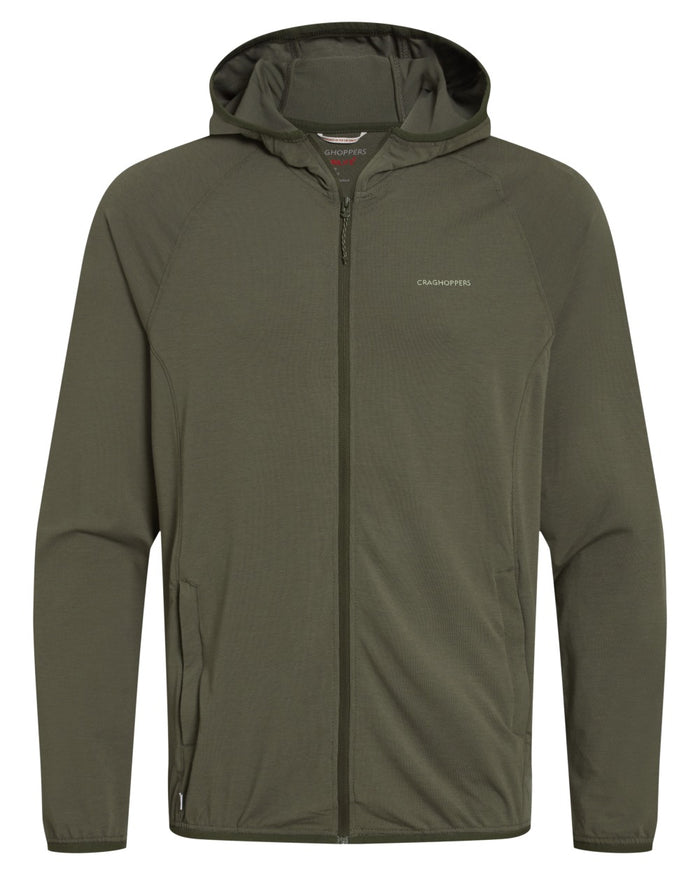 Dark Sage coloured Craghoppers Mens NosiLife Nadim Hooded Jacket on white background #colour_dark-sage