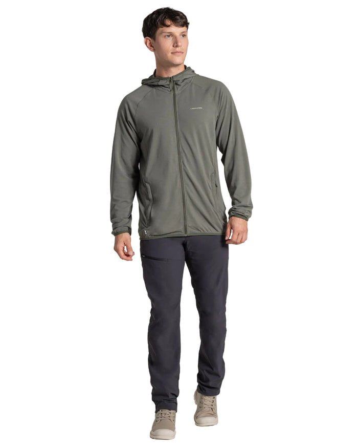 Dark Sage coloured Craghoppers Mens NosiLife Nadim Hooded Jacket on white background #colour_dark-sage