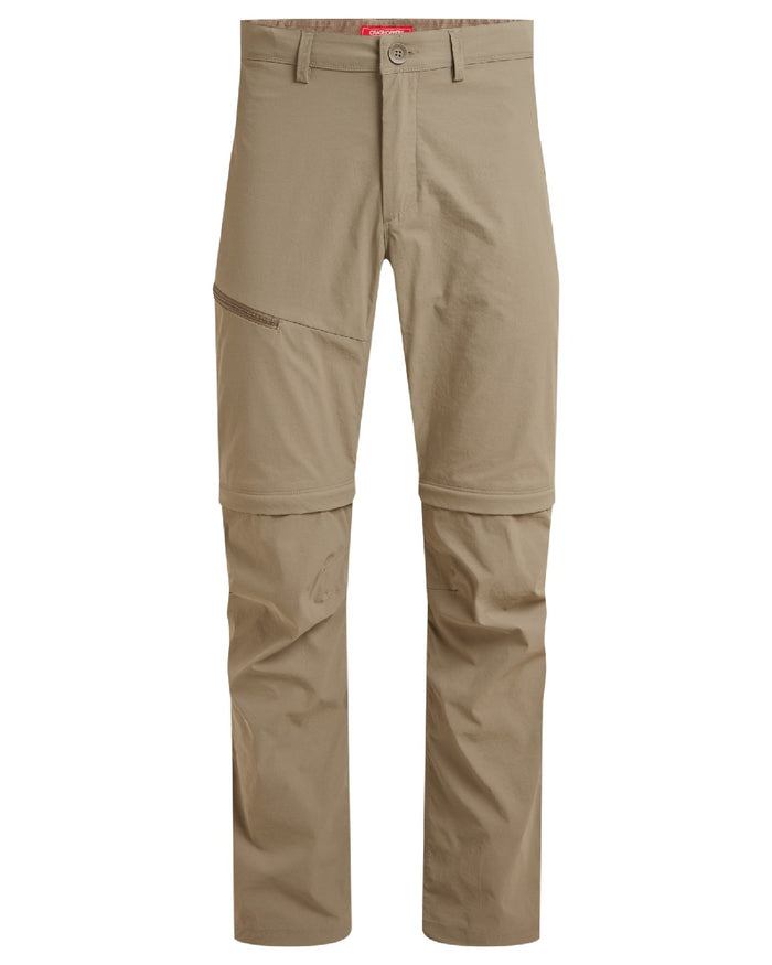 Pebble coloured Craghoppers Mens NosiLife Pro Convertible Trouser III on white background #colour_pebble