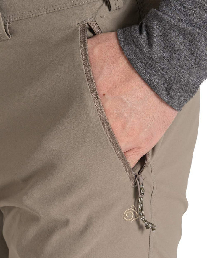 Pebble coloured Craghoppers Mens NosiLife Pro Convertible Trouser III on white background #colour_pebble