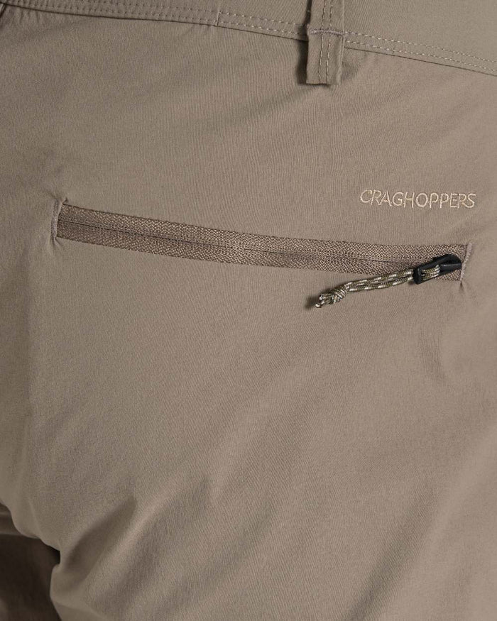 Pebble coloured Craghoppers Mens NosiLife Pro Convertible Trouser III on white background #colour_pebble