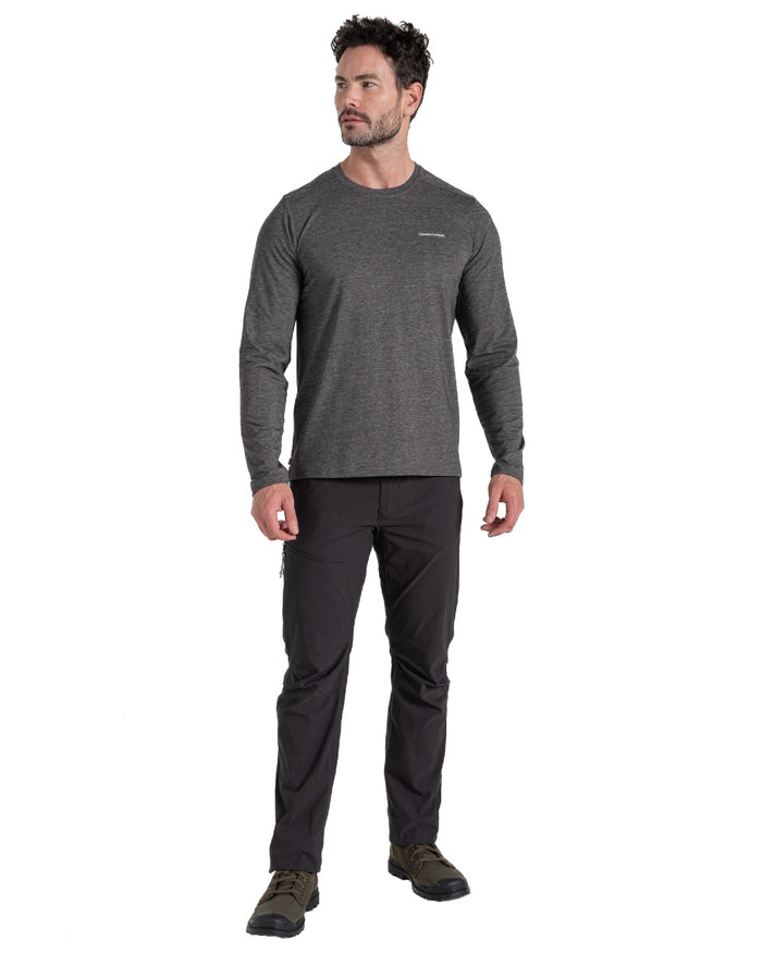 Black Pepper coloured Craghoppers Mens NosiLife Pro Trouser III on white background #colour_black-pepper