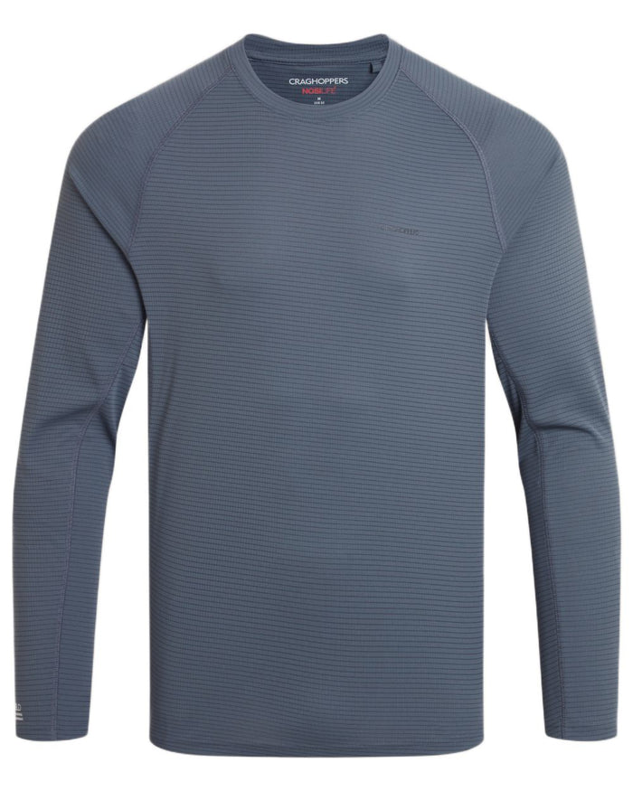 Dark Pewter coloured Craghoppers Mens NosiLife SolarShield+ Long Sleeved T-Shirt on white background #colour_dark-pewter