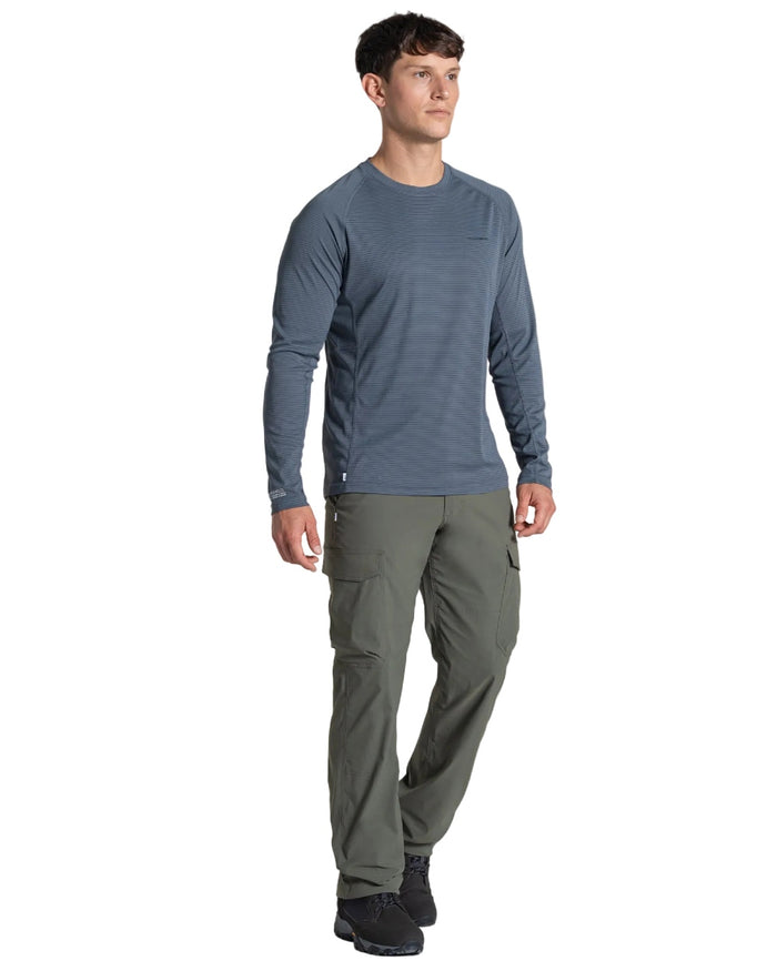 Dark Pewter coloured Craghoppers Mens NosiLife SolarShield+ Long Sleeved T-Shirt on white background #colour_dark-pewter