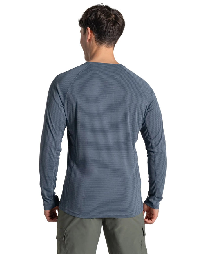 Dark Pewter coloured Craghoppers Mens NosiLife SolarShield+ Long Sleeved T-Shirt on white background #colour_dark-pewter